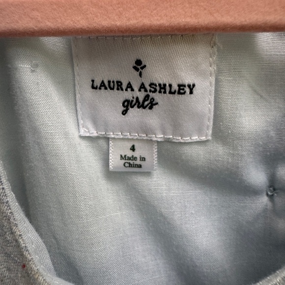 Laura Ashley Girls Size 4 Light Blue Short Sleeve Dress White Floral Details - Picture 5 of 6